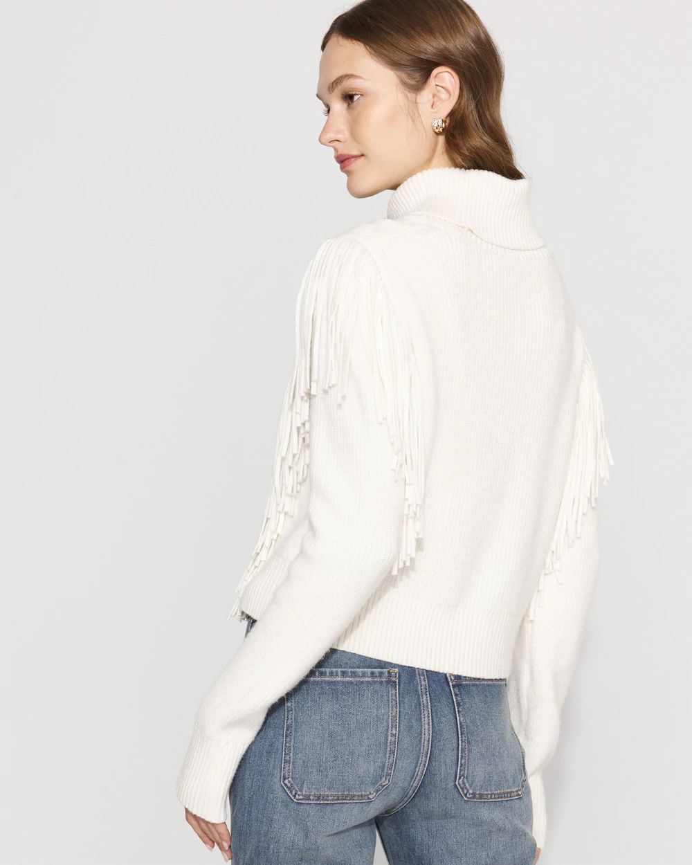 Fringe Turtleneck Sweater | White House Black Market